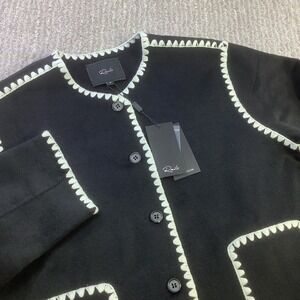 Rails Melanie Black Wool Blend Embroidered Trim‎ Button Front Jacket Size M NWT